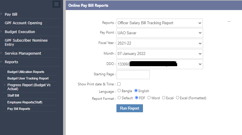 Officer pay bill report
